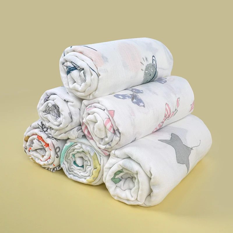 Muslin-Swaddle-Blanket-Bamboo-Cotton-Soft-2-Layers-Baby-Blanket-Wrap-Breathable-Newborn-Baby-Receiving-Blanket
