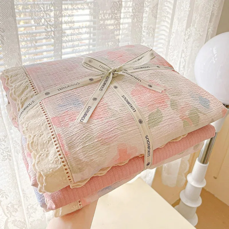 Natural-Finish-Washed-Cotton-4-Piece-Bedding-Set-with-Vintage-Pattern-300tc-Thread-Count-Anti-pilling-for-Simple-Home-Style