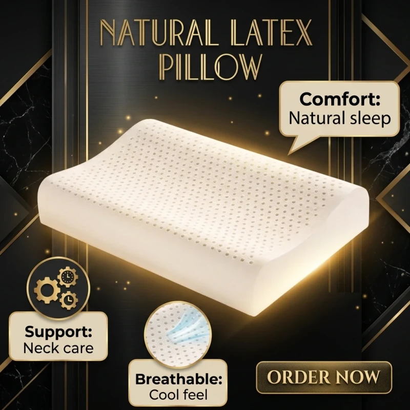 Natural-Latex-Ergonomic-Quality-Pillow-Household-Adult-Style-Cervical-Spine-Protection-Rectangle