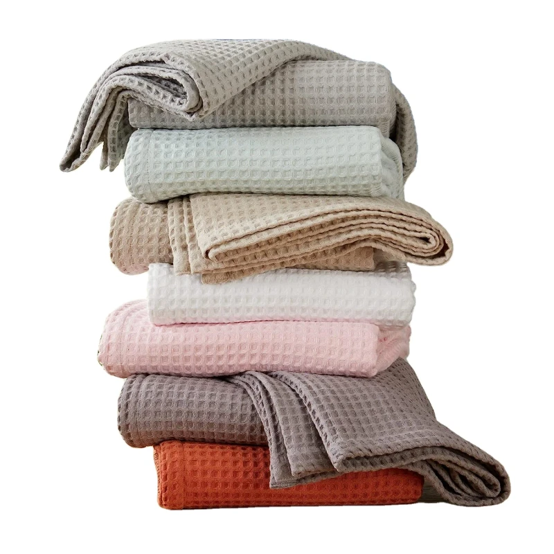 New-100-Cotton-Waffle-Knit-Soft-Breathable-Lightweight-Baby-And-Adult-Throw-Blanket-For-Summer-Chunky-Knit-Bed-Blanket