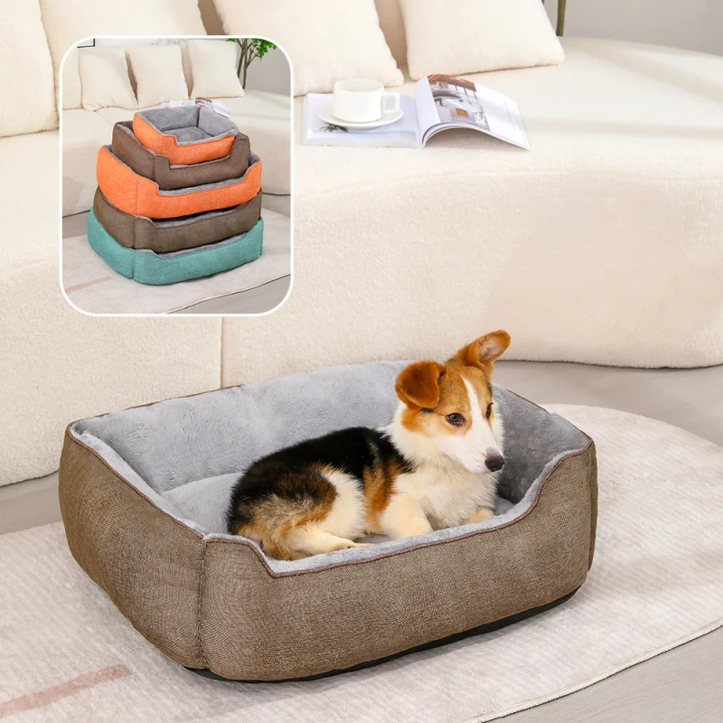 New-Anti-slip-Bottom-Pet-Kennel-Dog-Matress-Warm-Linen-Square-Pet-Bed-Custom-Bed-for-Dog-Soft-Comfortable-Pet-Mat