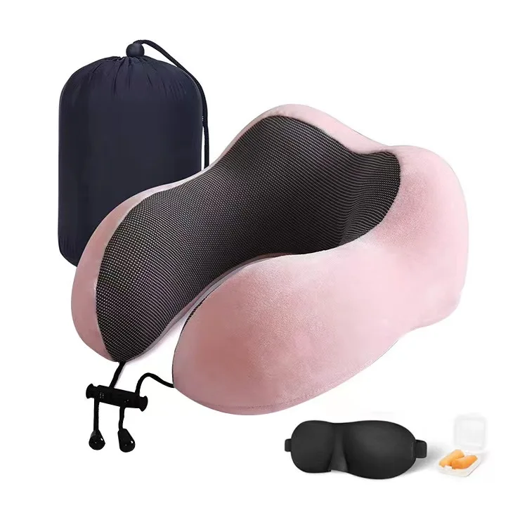 New-Arrival-High-Quality-2-in-1-Neck-Support-Mask-Set-Magnetic-Cloth-Memory-Foam-Neck-Travel-Pillow
