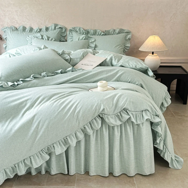 New-Arrival-Printed-Yarn-Dyed-Lotus-100-Polyester-Bed-Skirt-4-Piece-Set-Victorias-Secret-Style-Ruffle-Bedding-Custom-Size