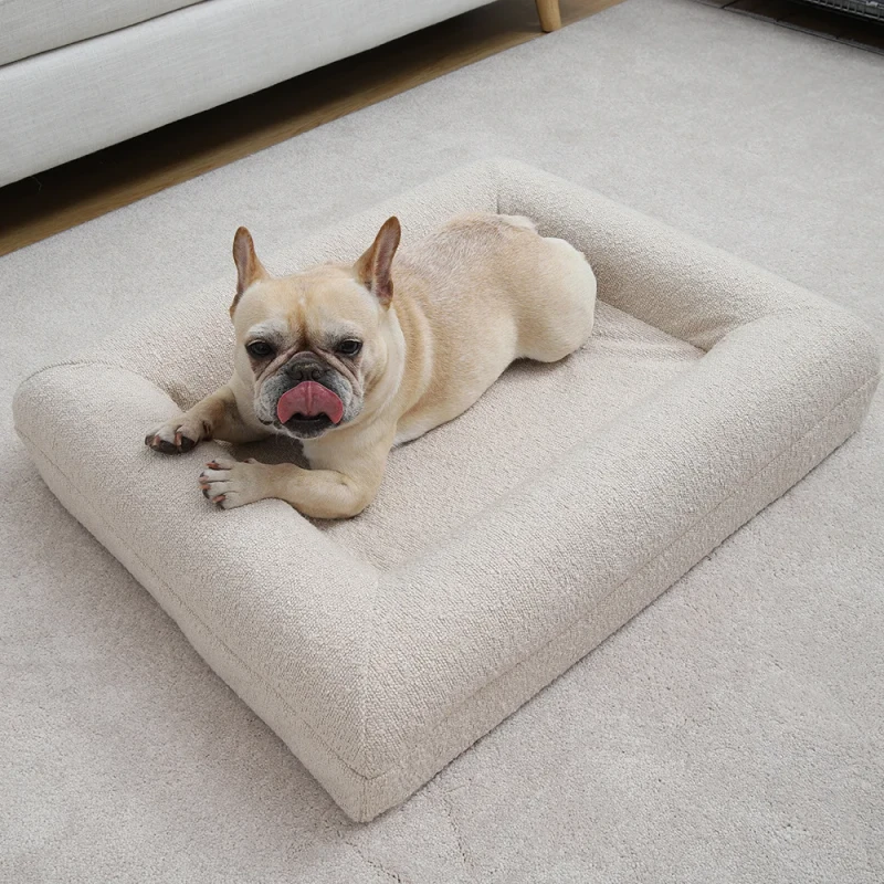 New-Classic-Memory-Foam-Boucle-Dog-Bed-Luxury-Solid-Color-Memory-Foam-Pet-Sofa-Anti-Slip-Soft-Waterproof-Pet-Donut-Cushion-Bed