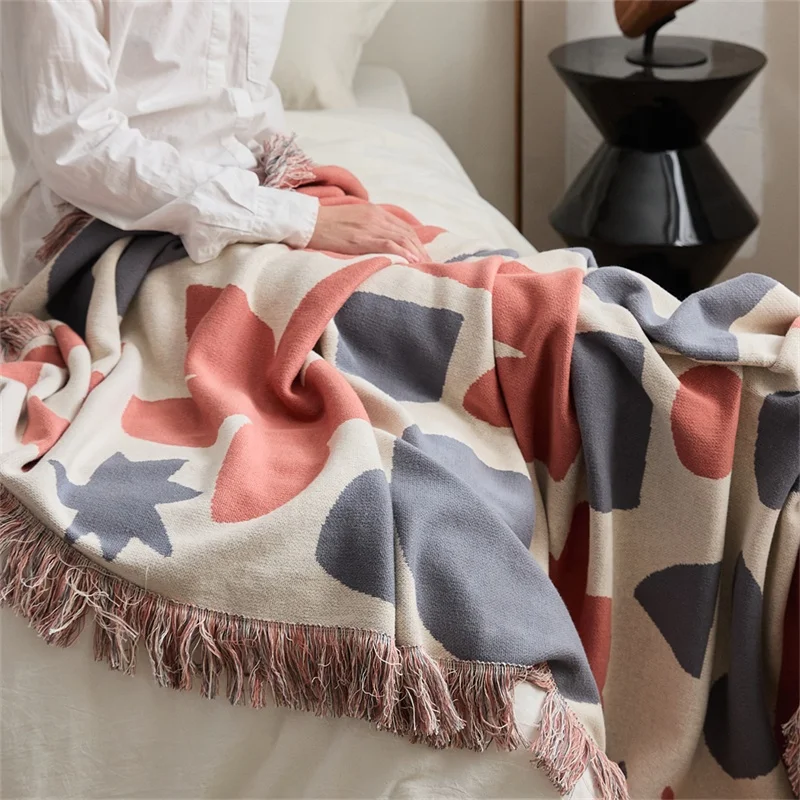 New-Design-Bohemian-Style-Soft-Warm-Cozy-100-Cotton-Knitted-Throw-Blanket-for-Sofa-OEKO-TEX