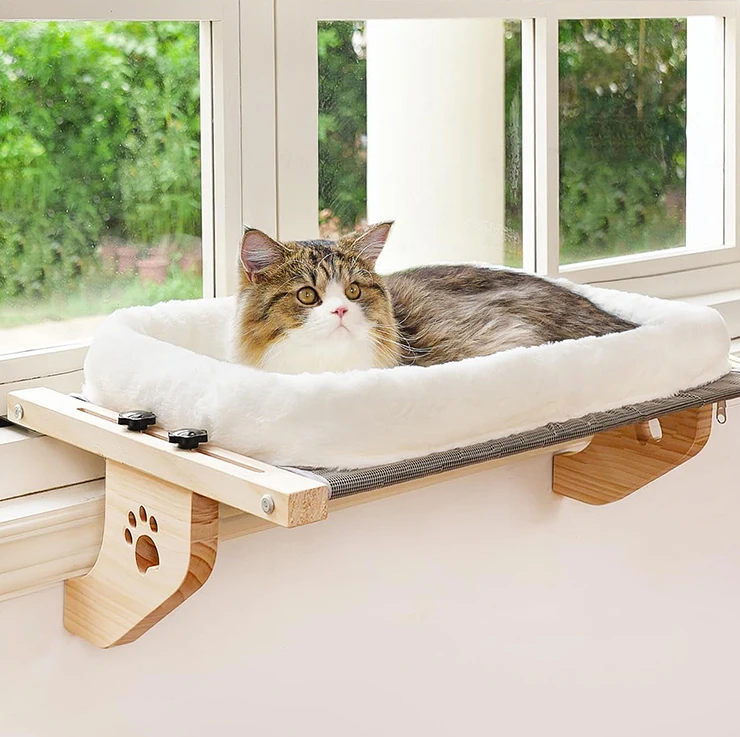 New-Design-Luxury-Deep-Sleep-Solid-Wood-White-Plush-Cat-Hammock-Foldable-Funny-Sofa-Cat-Hanging-Bed-for-Indoor-Window