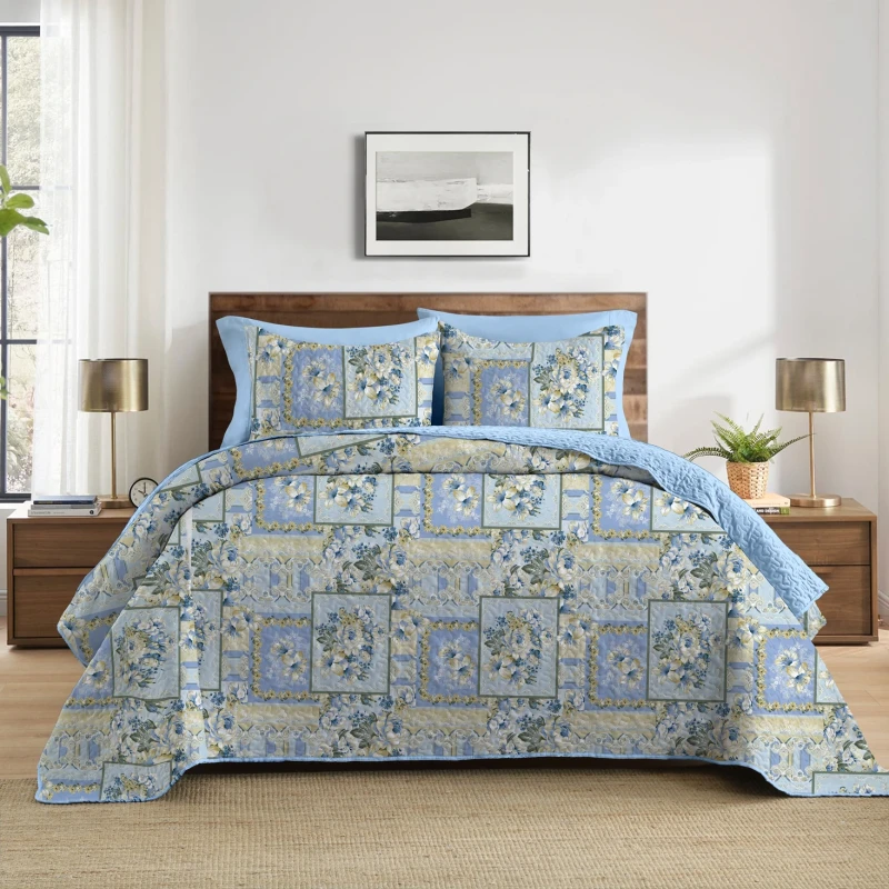 New-Design-Printed-Bedspread-Double-Sided-Printing-Pattern-Blue-and-Vavy-Bed-Quilt-for-All-Season-Comfortable-Bedding-Coverlet