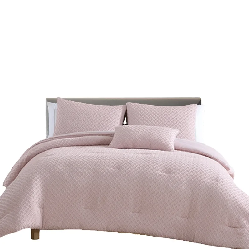 New-Fashion-Clip-Prewashed-Quilt-Bedding-Set-Cozy-Solid-Comforter-Sets-4PCS-for-All-Season
