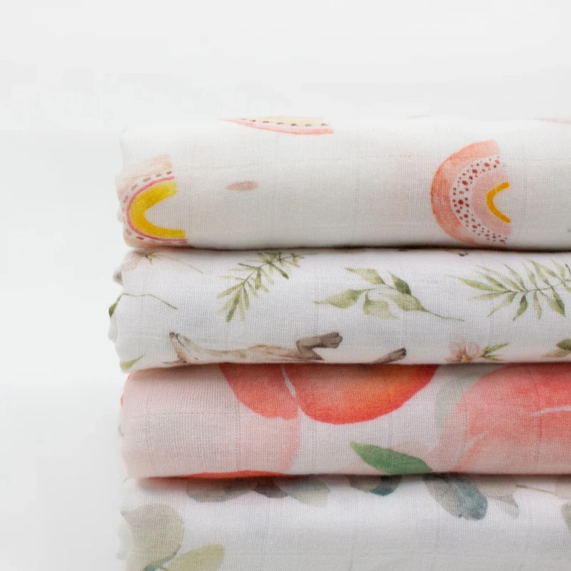 New-Fashion-Customizable-Organic-Cotton-Fabric-Baby-Bedding-Muslin-Infant-Baby-Swaddle-Wrap-Blankets