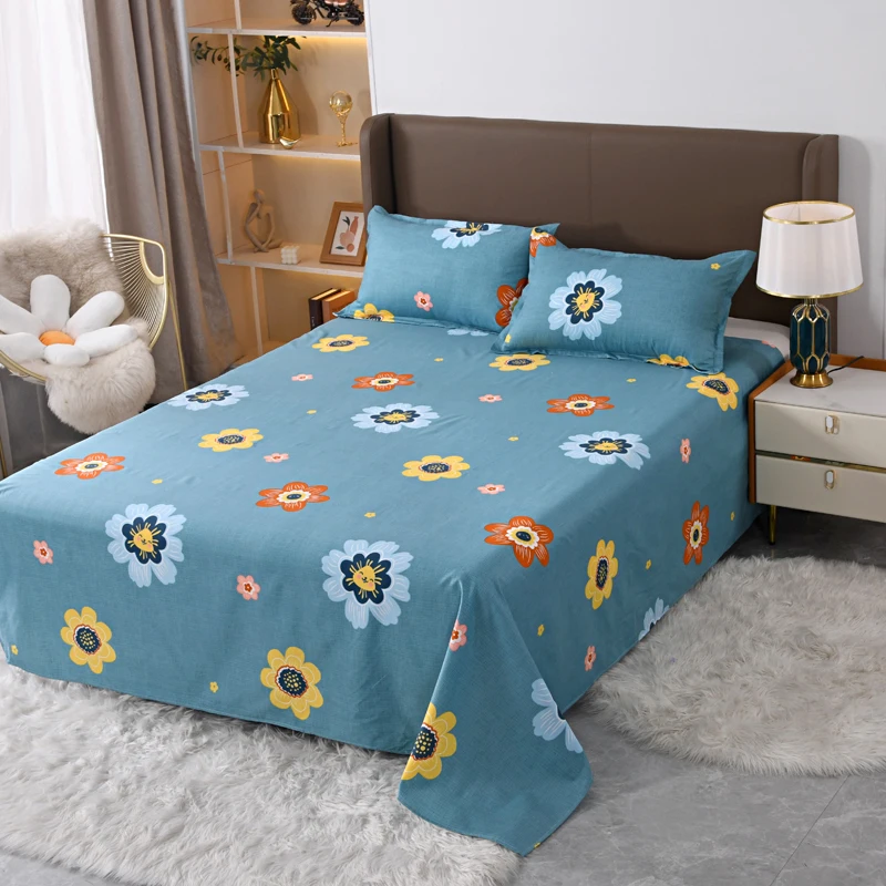 New-Household-100-Polyester-Flat-Bed-Sheet-and-Pillowcase-Set-Custom-Right-Angle-Plain-Style-for-Summer