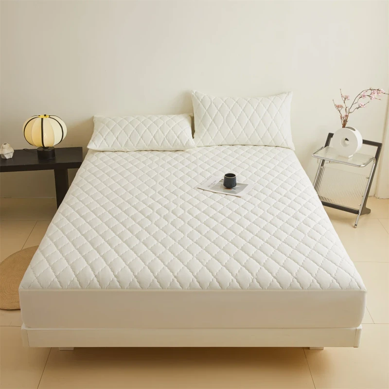 New-Plain-Waterproof-Quilted-Breathable-Mattress-Protector-Anti-mite-Anti-bacterial-Fitted-Bed-Sheet-Pillowcase-Machine-Washable