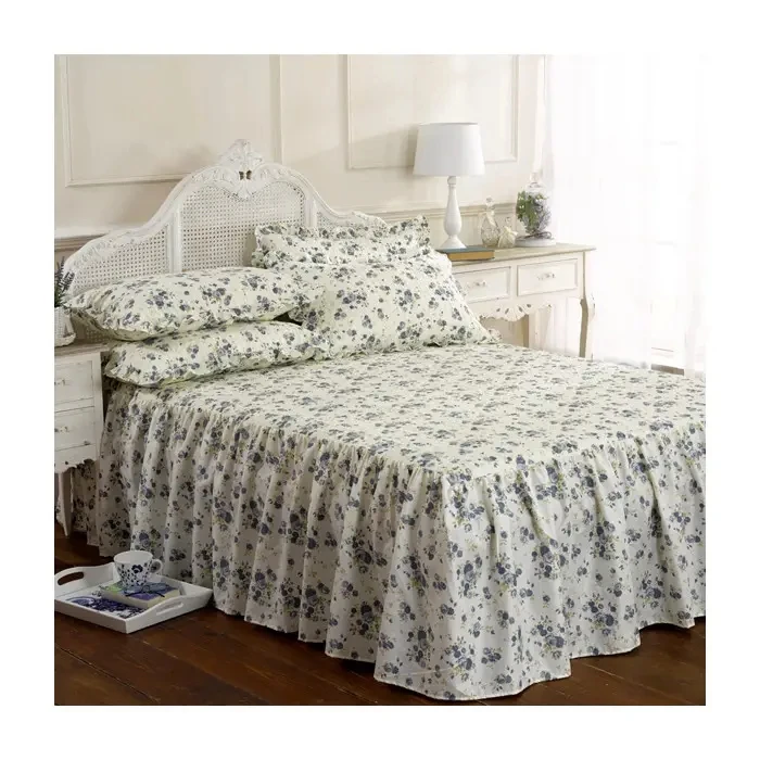 New-Print-Floral-Frilled-Home-Bedding-Bed-Coverlet-Bedspreads-Set