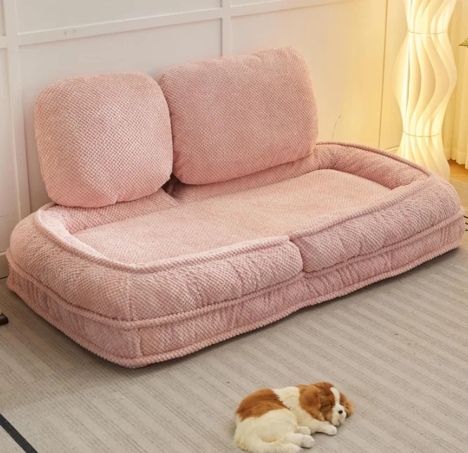 New-Style-Fabric-Covered-Sofa-Bed-with-5-Adjustable-Positions-and-Sponge-Filling-for-Bedroom-and-Living-Room