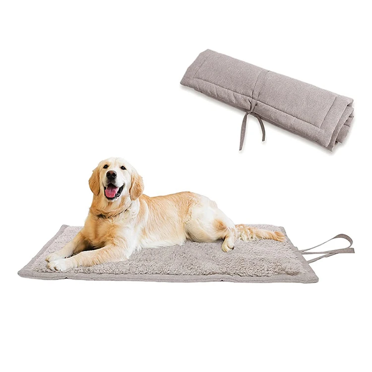 New-Style-Light-Brown-Linen-Dog-Roll-up-Bed-ultra-Soft-Large-square-Pet-Bed-for-Travel-Outdoor