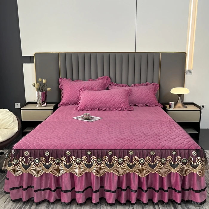 New-Style-Polyester-500TC-Non-Toxic-Washable-Bed-Skirt-Woven-Padded-Thickened-Mattress-Protector-Bedclothes