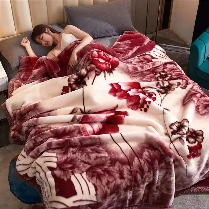 New-Year-Promotion-Customizable-Size-Korean-Style-Warm-Soft-Luxury-Print-Crochet-Blanket-Raschel-Mink-Blankets