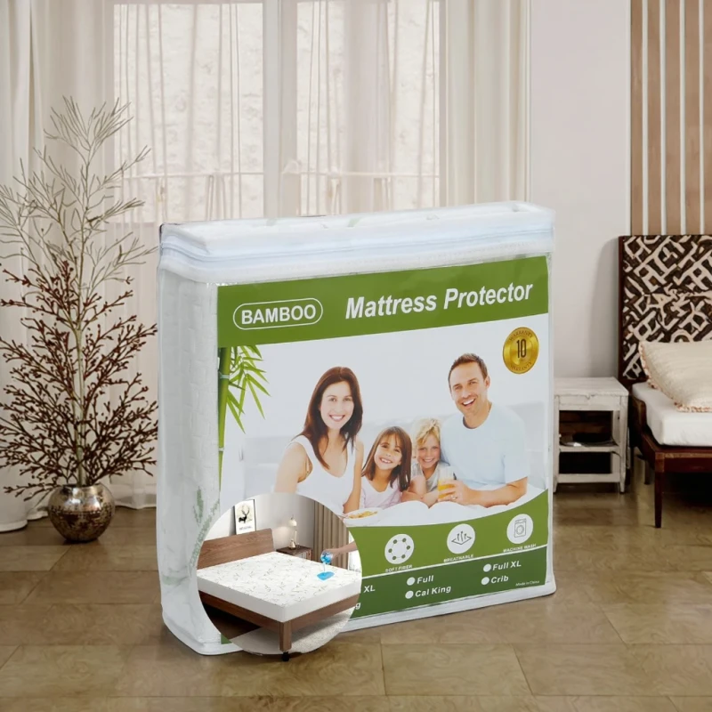 Noiseless-Breathable-Cooling-Mattress-Cover-Queen-Size-Bamboo-Waterproof-Mattress-Protector