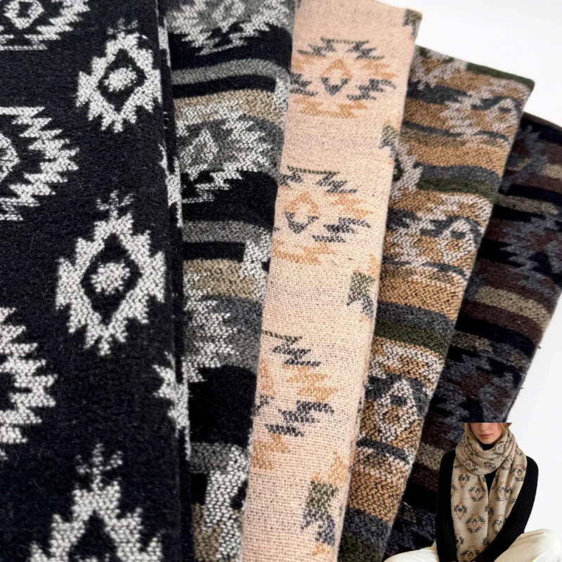 North-American-style-Aztec-Jacquard-Breathable-Soft-Wool-Like-Polyester-Outdoor-Blanket-100-Polyester-Medium-Weight-Fabric