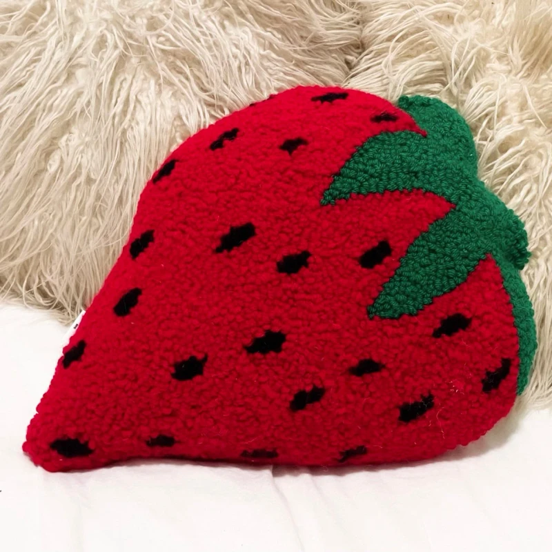 Novelty-Gift-Fruit-Shape-Throw-Pillow-Hand-Embroidery-Tufted-Cute-Strawberry-Decorative-Backrest-Cushion-Cover-for-Living-Room
