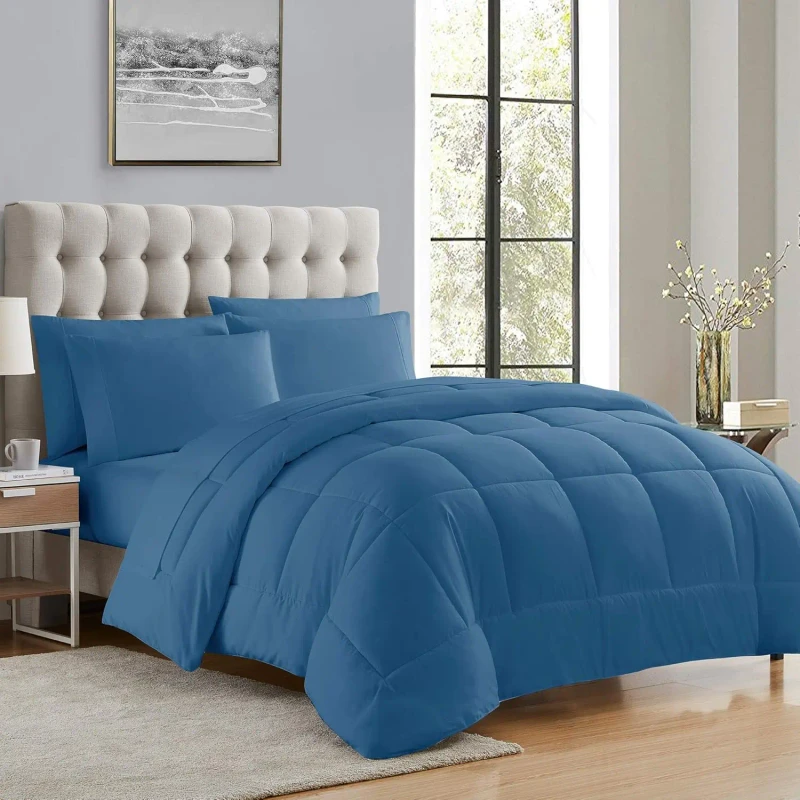 OEKO-Luxurious-Plush-Loft-Microfiber-Gray-Down-Alternative-Comforter-All-Season-Warmth-Duvet-Insert-Simple-Style-for-Hotels