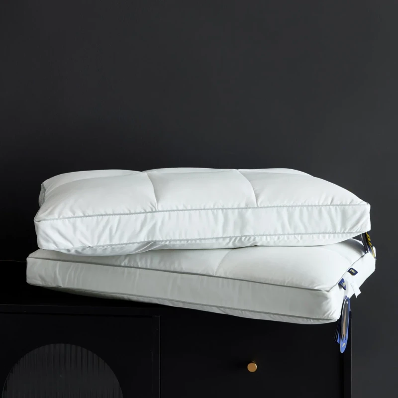 OEKO-TEX-Certified-High-Grade-Pillow-Bed-Pillow-White-Goose-Feather-Alternative-Filling-Eco-Friendly-Down-Cotton-Cover-Solid