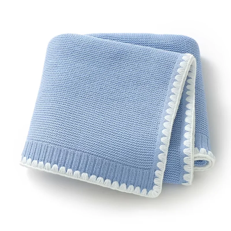 OEKO-Tex-100-Cotton-Newborn-Baby-Bedding-Knit-Shell-Edge-Crocheted-Swaddle-Blankets-Soft-Comfortable-Kids-Knitted-Cover
