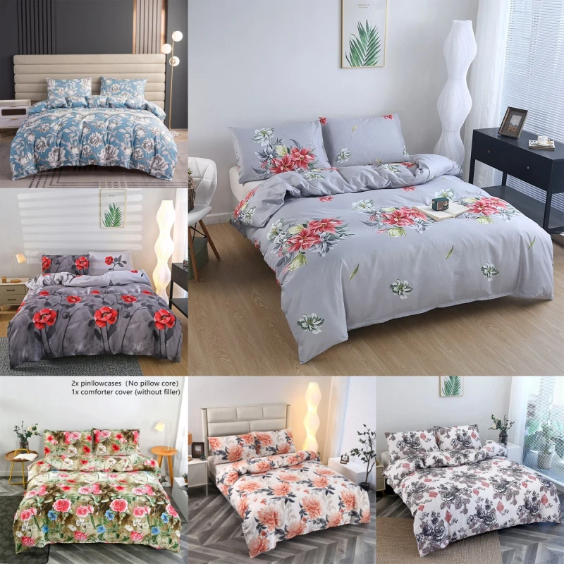 OEM-Bed-Sheet-Duvet-Cover-Botanical-Printing-Flower-Microfiber-Duvet-Cover-Set-Fitted-Bedspread-Bedding-Sets