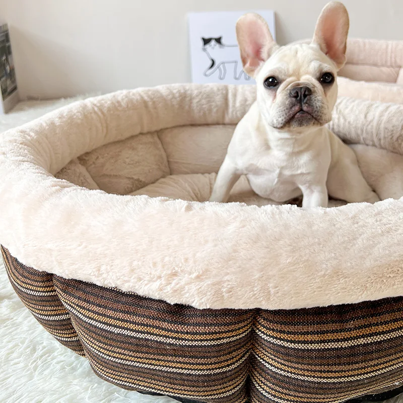 OEM-Factorys-New-Arrival-Pet-Donut-Cave-Bed-Linen-Travel-Solid-Eco-Friendly-Warm-Dogs-Cats-Fashion-Style-All-Seasons-Custom