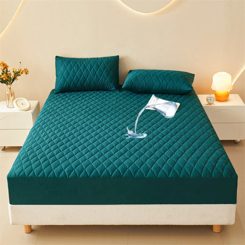 OEM-Hypoallergenic-Bed-Mat-Mattress-Protector-Waterproof-Polyester-Machine-Washable-Protective-Cover