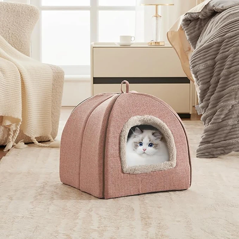 OEM-Luxury-Modern-Pet-Bed-House-Portable-Linen-Eco-friendly-Polyester-Fiber-Dog-Cat-Bed-Cave