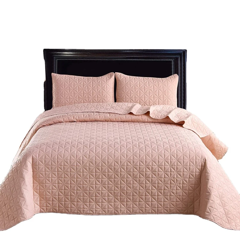 OEM-Manufacturer-Microfiber-Quilt-Coverlet-Set-With-Pillowcases-100-Polyester-Luxury-Embroidery-Bedspread