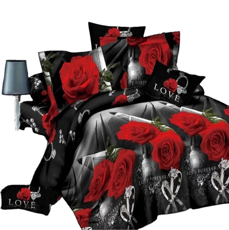 OEM-ODM-3D-Flower-Printed-Bedding-Set-Custom-King-Size-Wedding-4-Piece-Bed-Sheet-Set-for-Home