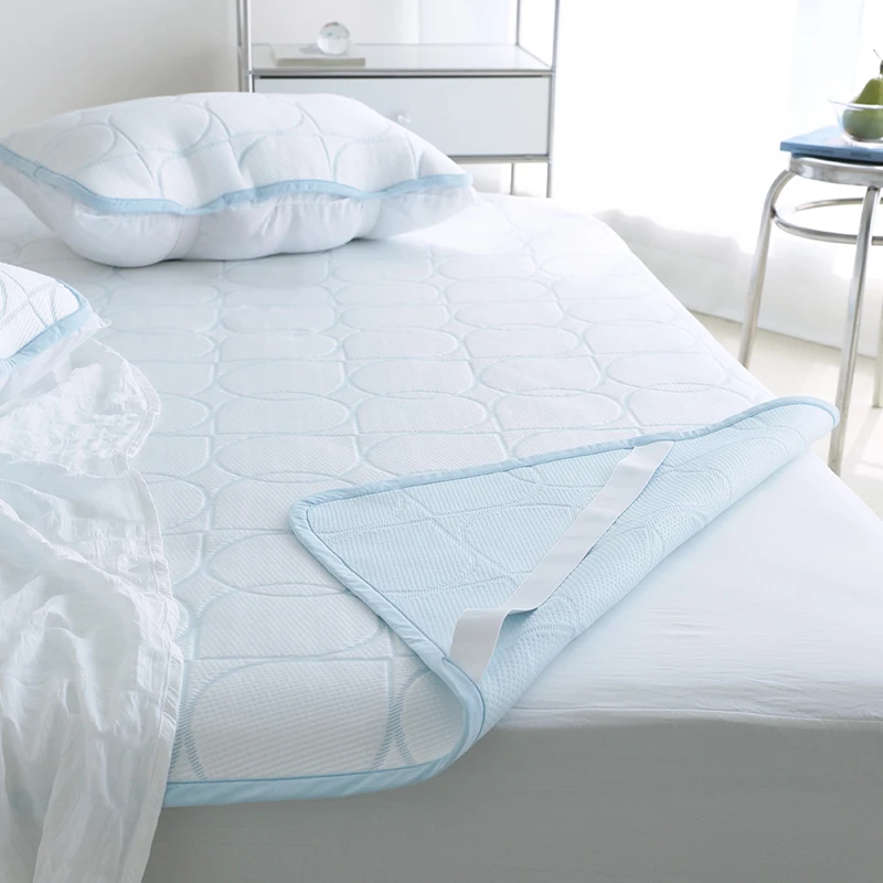 OEM-ODM-Blue-Grey-Summer-Breathable-Air-Mesh-Cooling-Mattress-Pad-With-Pillow-Cover