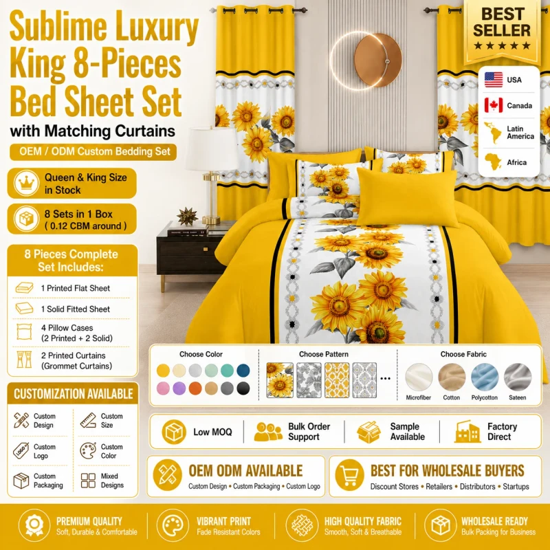 OEM-ODM-Custom-8-Piece-King-Bed-Sheet-Sets-Floral-Designs-Printed-Microfiber-Bedding-Set-With-Matching-Curtains