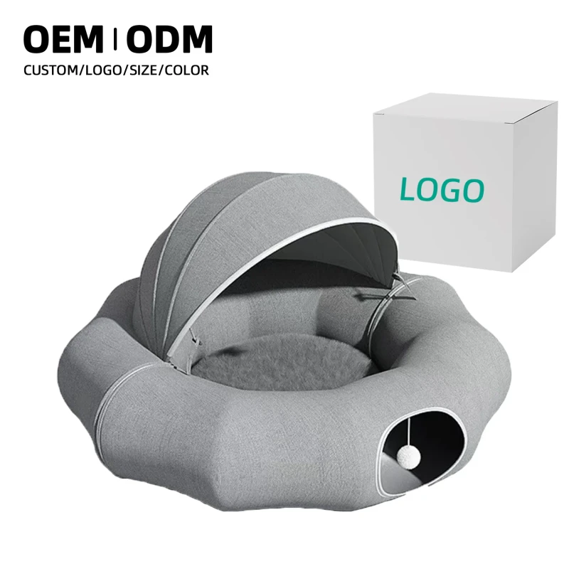 OEM-ODM-Custom-Foldable-Gerbil-Drill-Hole-Glow-Night-Eco-Friendly-Winter-Toy-Donut-Play-Tunnel-Cotton-Linen-Pet