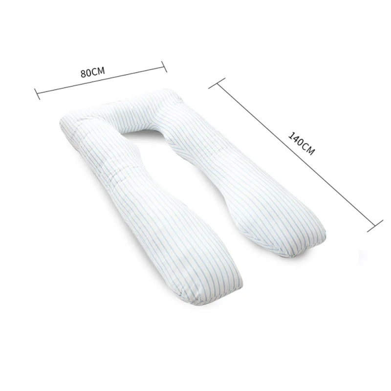 OEM-Pregnancy-Pillow-U-Shaped-Full-Body-Maternity-Pillow-Pregnant-Pillow-for-Sleeping-with-Zipper-Velvet-Cover-Stripes