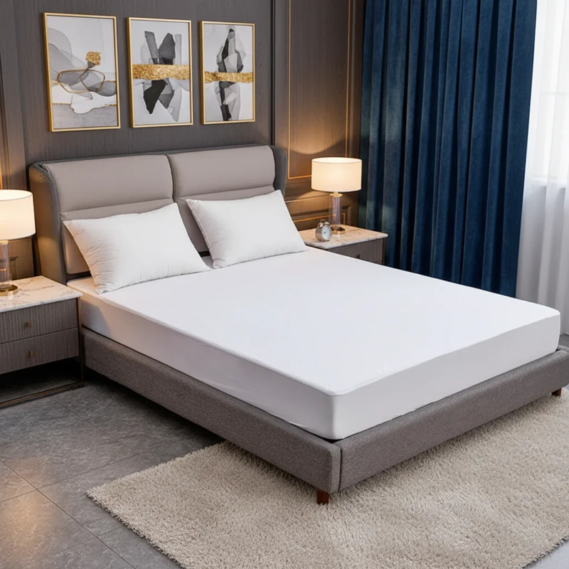 OEM-Supplier-Premium-Hypoallergenic-Bamboo-Terry-Bedsheets-Waterproof-Mattress-Protector-Cover