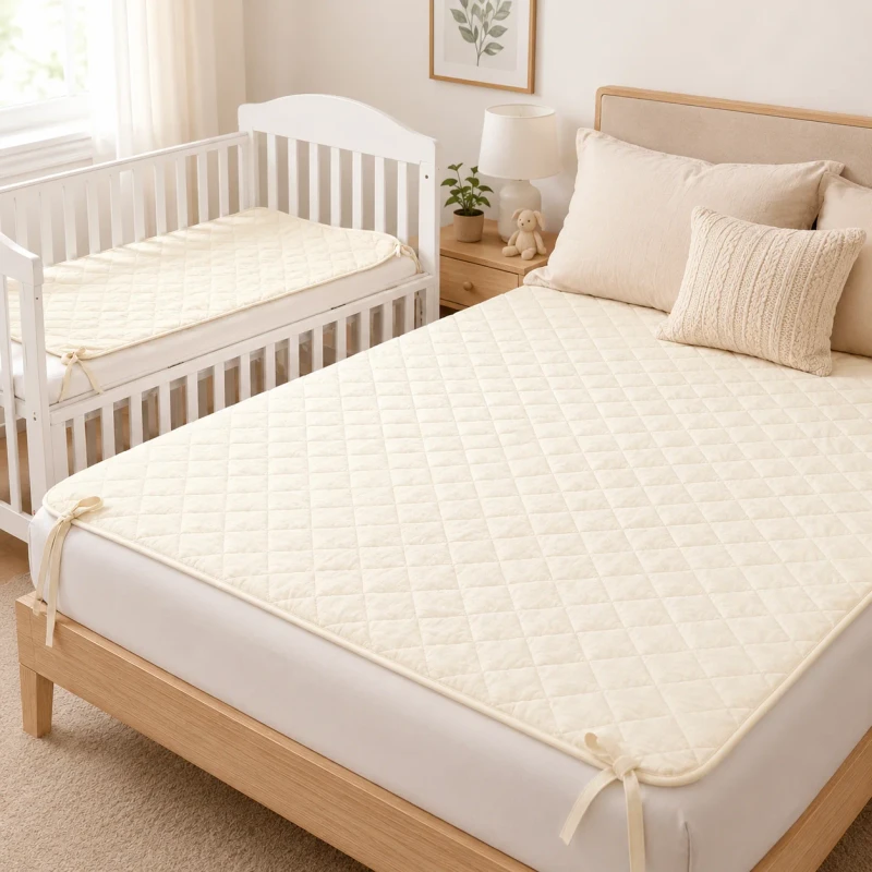 OEM-Waterproof-Quilted-Mattress-Protector-Sheet-Saver-Pad-Top-Layer-Mattress-Pad-Liner-Made-with-Organic-Cotton