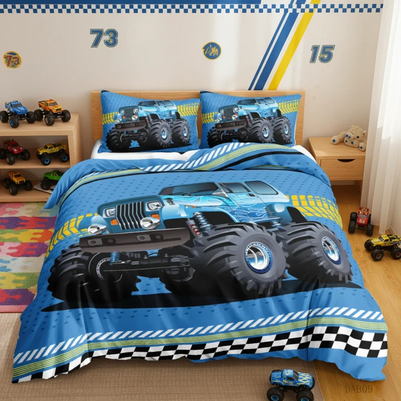 Off-Road-Vehicle-Cartoon-Pattern-Eco-Friendly-500TC-Microfiber-Fabric-Duvet-Cover-Car-Themed-Digital-Print-Adult-Use-Bedding-Set