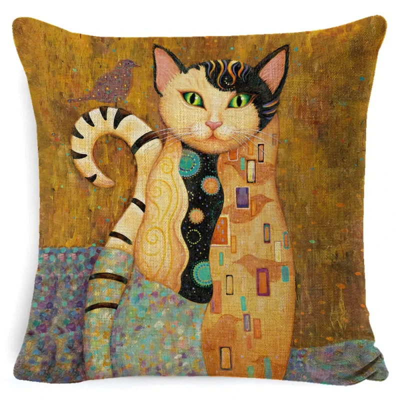 Oil-painting-style-throw-pillow-case-animal-cat-design-cushion-cover-for-indoor-decor-Decoration-for-farmhouse-Sofa-Couch