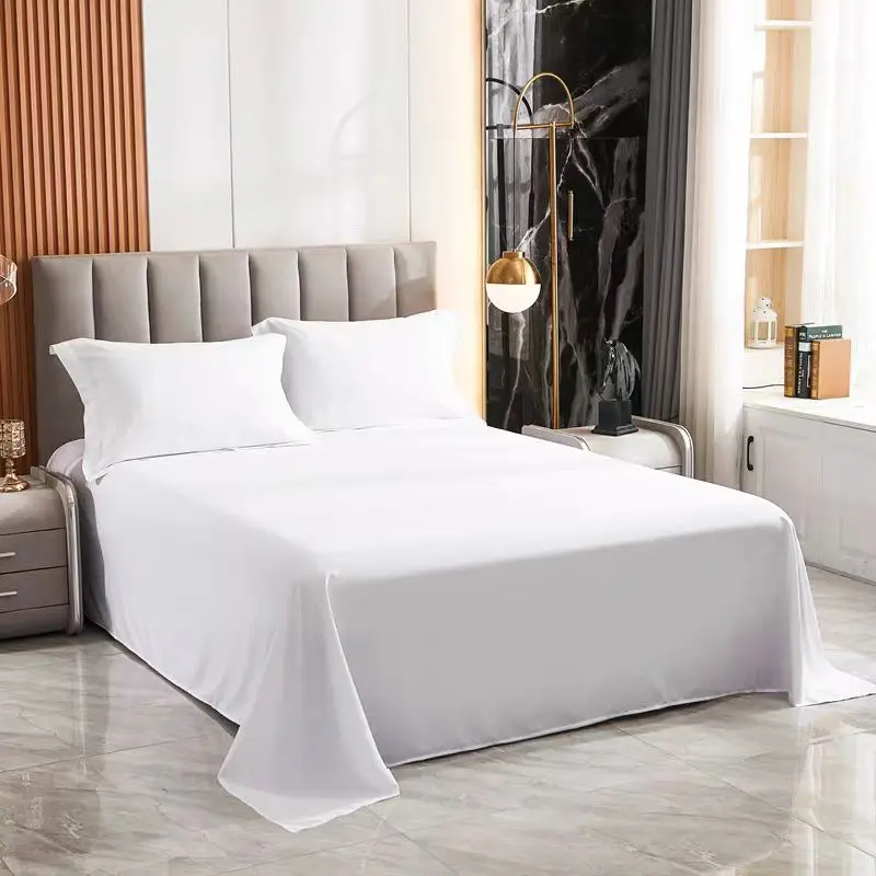 One-Piece-of-Single-Bed-Sheetss-Excluding-Pillowcases-and-Pillow-Cores-Washed-Material-Pure-White-Hotel-Bed-Sheets