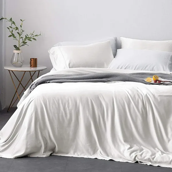 Organic-500-Thread-Count-Bamboo-Lyocell-Bedding-Set-Modern-Plain-Style-Includes-Fitted-and-Flat-Bed-Sheets-in-Twin-Queen-Sizes