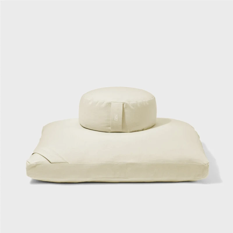 Organic-Cotton-Buckwheat-Hulls-and-Kapok-Filling-Meditation-Cushion-Set-Round-Zafu-Square-Flax-Zabuton-Zazen-Custom-Size
