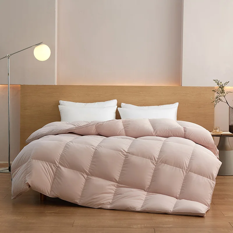 Organic-Cotton-Goose-Feather-Down-Comforter-Medium-Warm-All-Season-Queen-and-king-Size-Duvet-Insert-for-Hotel-and-Home-Bedding
