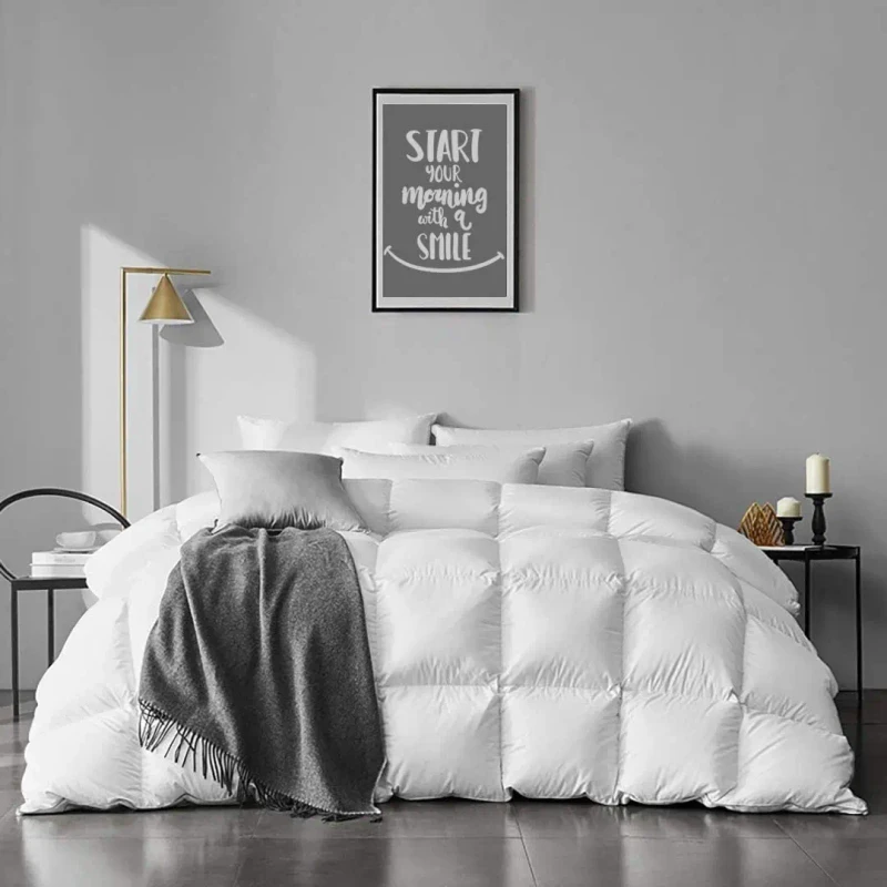 Organic-Cotton-Goose-Feather-Down-Comforter-Medium-Warm-All-Season-Queen-and-king-Size-Duvet-Insert-for-Hotel-and-Home