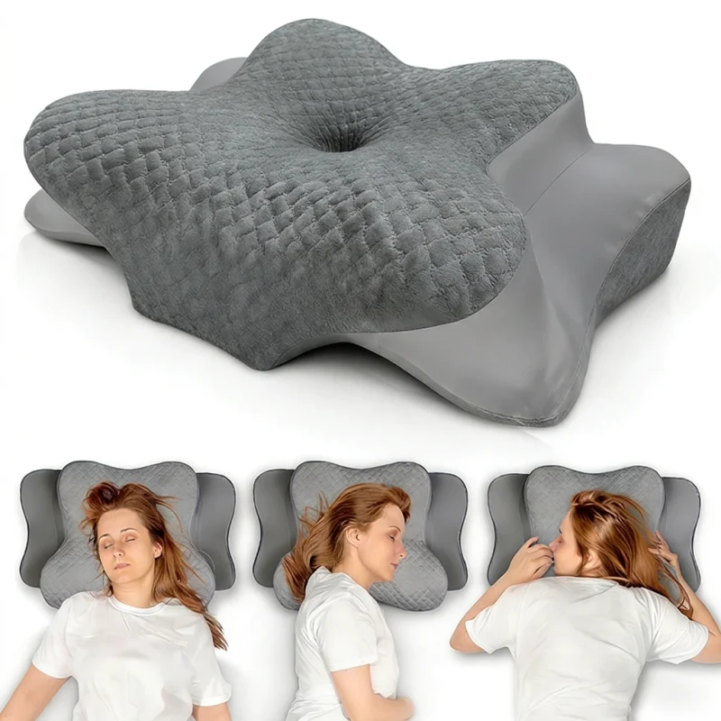 Orthopaedic-Neck-Pain-Made-of-Memory-Foam-Neck-Support-Pillow-Ergonomic-Head-Pillow-Side-Sleeper-Pillow-Grey