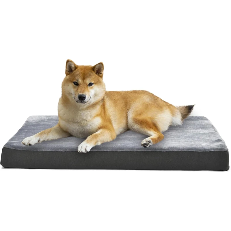 Orthopedic-Gel-Memory-Foam-Dog-Mat-Removable-Washable-Velvet-Cover-Water-Resistant-Sherpa-Bed-Mat-for-Dogs