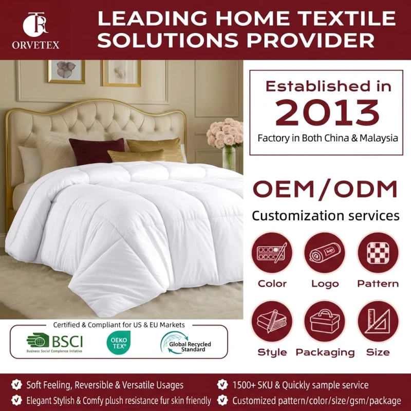 Orvetex-High-quality-Machine-Washable-Down-Filling-With-Corner-Pieces-Bedding-Comforters-Queen-Size-All-Season