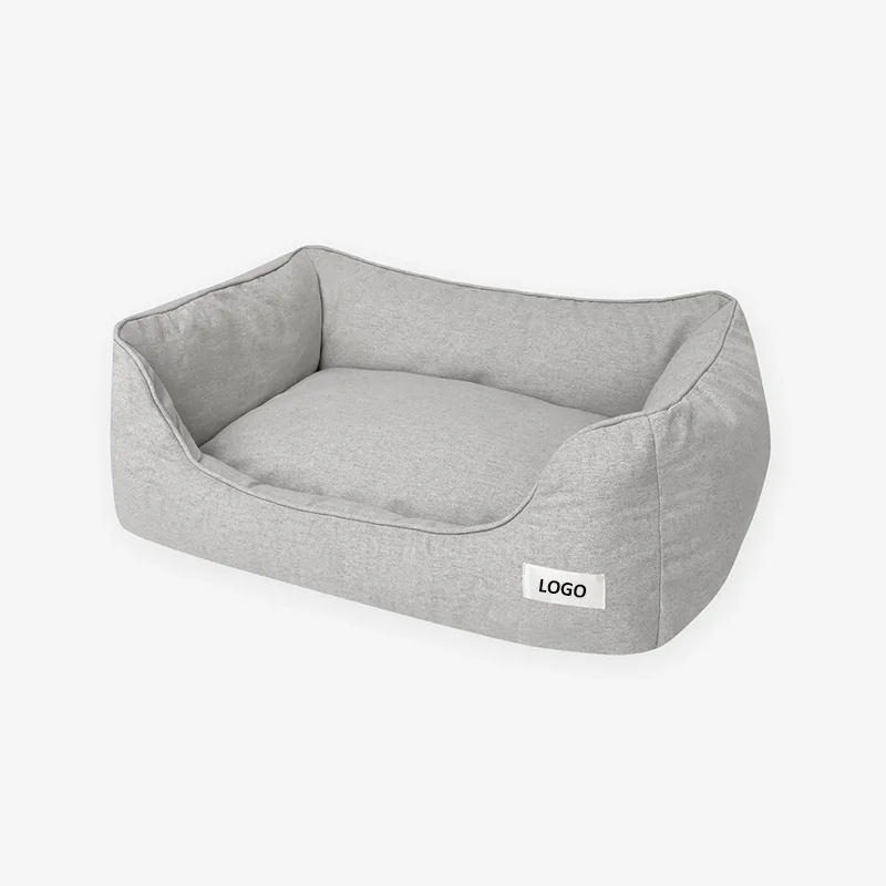Outdoor-Sustainable-Linen-Cotton-Dog-Bed-Removable-Cushion-Luxury-Pet-Dog-Bed