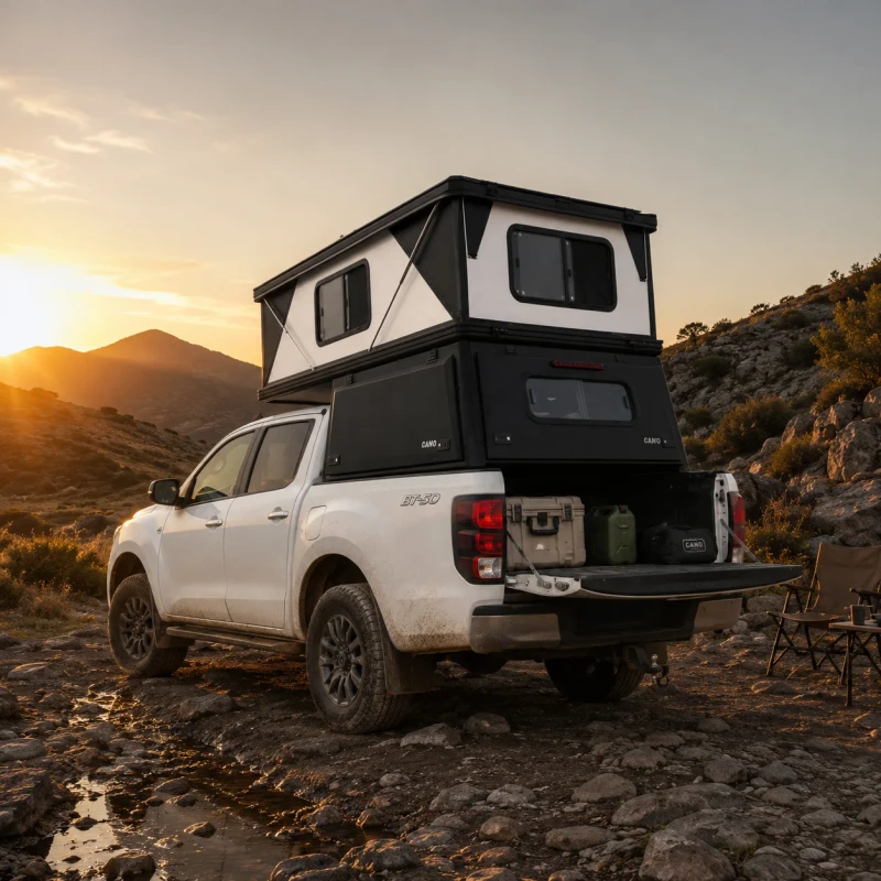 Overland-Pickup-Truck-Bed-Campers-Lockable-Hard-Shell-Design-for-Mazda-Jeep-Gladiator-Dodge-Ram-Tundra-Similar